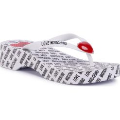 Japonki LOVE MOSCHINO - JA28174G0AJ11100 Bianco. Białe klapki damskie Love Moschino, bez wzorów, z tworzywa sztucznego, bez obcasa, na obcasie. W wyprzedaży za 239,00 zł.