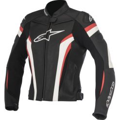 Kurtka skóra naturalna ALPINESTARS STELLA GP PLUS R V2 kolor biały/czarny/czerwony, rozmiar 50. Czerwone kurtki damskie Alpinestars, bez wzorów, ze skóry, bez kaptura. Za 1949,00 zł.