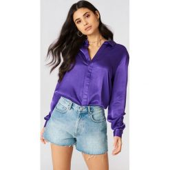 Bermudy damskie: NA-KD Trend Jeansowe spodenki z wysokim stanem – Blue