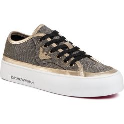 Sneakersy EMPORIO ARMANI - X3X109 XL487 K002 Black/Gold. Żółte półbuty damskie Emporio Armani, ze skóry. Za 779,00 zł.