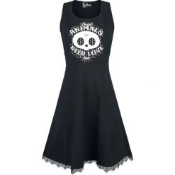 Skelanimals ChungKee The Panda Sukienka czarny. Czarne sukienki z falbanami marki Skelanimals, m, z nadrukiem. Za 144,90 zł.