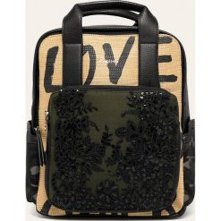 Desigual - Plecak. Zielone plecaki damskie Desigual, z haftami, z bawełny. Za 449,90 zł.