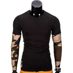 T-shirty męskie: LONGSLEEVE MĘSKI BEZ NADRUKU L65 – CZARNY/MORO
