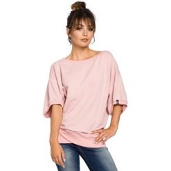 FRANCESCA Oversizowa bluza z dołem na zakładkę - pudrowa. Bluzy damskie BE, s, z bawełny. Za 139,00 zł.
