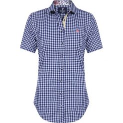 Koszula w kolorze granatowym ze wzorem. Niebieskie koszule damskie Denim Culture, na co dzień, xs, z haftami, z bawełny, z klasycznym kołnierzykiem, bez rękawów. W wyprzedaży za 99,95 zł.
