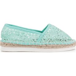 Espadryle damskie: Koronkowe espadryle na platformie CHERYL odcienie zieleni