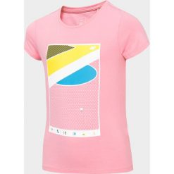 T-shirt dziewczęcy (122-164) JTSD202B - różowy. Różowe bluzki dziewczęce 4F JUNIOR, bez wzorów, z bawełny, bez kołnierzyka, bez rękawów, bez kaptura. Za 34,99 zł.