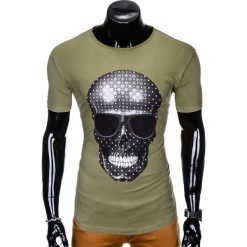 T-shirty męskie: T-SHIRT MĘSKI Z NADRUKIEM S999 - KHAKI
