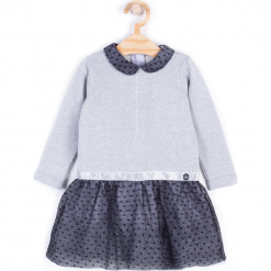 Sukienka. Szare bez kategorii marki ELEGANT BABY GIRL, w grochy, z bawełny, wizytowe, z długim rękawem, długie. Za 69,90 zł.