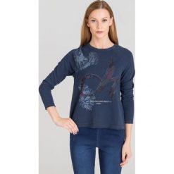 LONGSLEEVE DEHA. Niebieskie bluzy damskie Deha, xs, z nadrukiem, z bawełny. Za 154,50 zł.