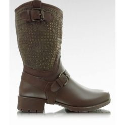 Kalosze z ćwiekami BL8-18 KHAKI. Brązowe kalosze damskie obuwie damskie, bez wzorów, z gumy. Za 49,95 zł.