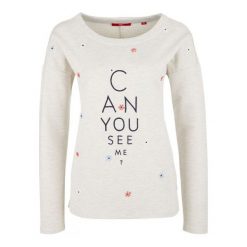 S.Oliver Bluza Damska 36 Kremowy. Białe bluzy damskie marki S.Oliver, s, z nadrukiem, bez rękawów, długie, bez kaptura. W wyprzedaży za 163,00 zł.