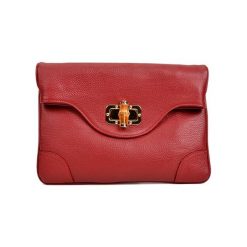 Skórzana kopertówka w kolorze bordowym - (S)30 x (W)20 cm. Czerwone kopertówki damskie Black Friday Bags, w paski, ze skóry, na ramię, bez dodatków. W wyprzedaży za 229,95 zł.