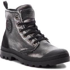 Trapery PALLADIUM - Pampa Hi Zip Pony 95983-019-M Black/Silver. Czarne trapery damskie Palladium, ze skóry, bez obcasa, bez zapięcia. W wyprzedaży za 349,00 zł.