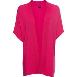 Sweter bez zapięcia oversize bonprix ciemnoróżowy. Różowe swetry damskie bonprix, bez wzorów, eleganckie, bez rękawów, bez kaptura. Za 74,99 zł.