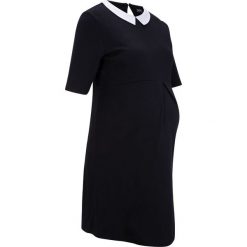 Sukienka shirtowa ciążowa bonprix czarny. Czarne sukienki damskie bonprix, bez wzorów, wizytowe, z koszulowym kołnierzykiem, moda ciążowa, bez rękawów, koszulowe. Za 54,99 zł.