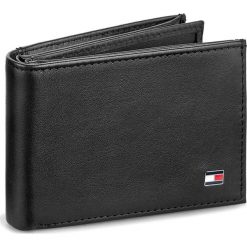 Duży Portfel Męski TOMMY HILFIGER - Eton Mini Cc Flap&Coin Pocket AM0AM00671/83369 002. Czarne portfele męskie marki TOMMY HILFIGER, bez wzorów, ze skóry. Za 299,00 zł.