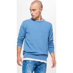Gładki sweter BASIC - Niebieski. Niebieskie swetry klasyczne męskie marki Cropp, l. Za 69,99 zł.
