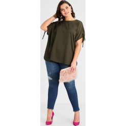 Bluzki asymetryczne: Dorothy Perkins Curve DRAWCORD CUFF TEE Bluzka khaki