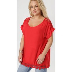 Czerwona Bluzka Eviphite. Czerwone bluzki damskie Born2be, xl, bez wzorów, bez kołnierzyka, bez rękawów. W wyprzedaży za 29,99 zł.