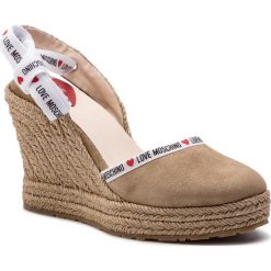 Espadryle LOVE MOSCHINO - JA1027AI07JF0105 Sabbia. Pomarańczowe espadryle damskie Love Moschino, bez wzorów, ze skóry, bez obcasa, na obcasie. W wyprzedaży za 559,00 zł.