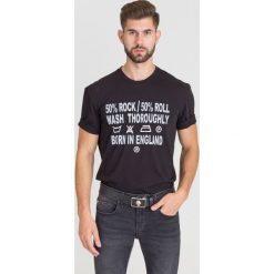 T-SHIRT JOHN RICHMOND. Czarne t-shirty męskie xl, z nadrukiem, z bawełny, z okrągłym kołnierzem. Za 254,50 zł.