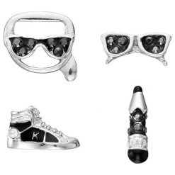 Karl Lagerfeld - Kolczyki (4-pack). Szare kolczyki damskie KARL LAGERFELD, z kryształem, metalowe. Za 429,90 zł.