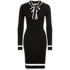 Sukienka bonprix czarno-biały. Czarne sukienki damskie bonprix, bez wzorów, z dzianiny, bez kołnierzyka, bez rękawów. Za 149,99 zł.