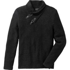Sweter z szalowym kołnierzem bonprix czarno-antracytowy melanż. Czarne swetry męskie bonprix, xl, bez wzorów, bez kołnierzyka, bez kaptura. Za 109,99 zł.