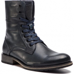 Kozaki KAZAR - Hylas 9633-27-19 Navy. Niebieskie glany męskie Kazar, z materiału, przed kolano. Za 669,00 zł.