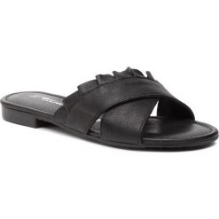 Klapki TAMARIS - 1-27118-22 Black 001. Czarne klapki damskie Tamaris, bez wzorów, ze skóry, bez obcasa, na obcasie. W wyprzedaży za 139,00 zł.