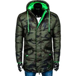 KURTKA MĘSKA ZIMOWA PIKOWANA C383 - ZIELONY/MORO. Zielone kurtki męskie marki Ombre Clothing, na zimę, s, moro, z poliesteru. Za 109,00 zł.