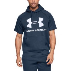Under Armour Rival Bluza Niebieski. Niebieskie bluzy męskie Under Armour, s, z nadrukiem, z bawełny, bez kołnierzyka, bez rękawów, bez kaptura. Za 188,95 zł.