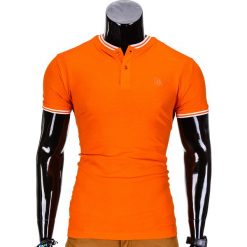 KOSZULKA MĘSKA POLO BEZ NADRUKU S843 - POMARAŃCZOWA. Pomarańczowe koszulki polo męskie marki Ombre Clothing, s, z nadrukiem. Za 29,00 zł.