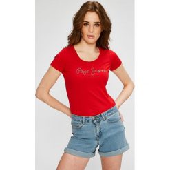 Pepe Jeans - Top Puppy. Szare topy damskie Pepe Jeans, s, z aplikacjami, z bawełny, z okrągłym kołnierzem. W wyprzedaży za 99,90 zł.
