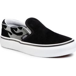 Tenisówki VANS - Classic Silp-On VN0A4BUTWKJ1 (Suede Flame) Blk/Tr Wht. Czarne półbuty dziewczęce Vans, bez wzorów, z zamszu, bez zapięcia. Za 219,00 zł.