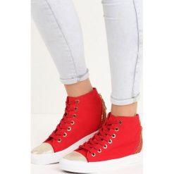 Czerwone Trampki Siper. Czerwone trampki i tenisówki damskie marki Born2be, bez wzorów, z bawełny, na sznurówki. Za 39,99 zł.