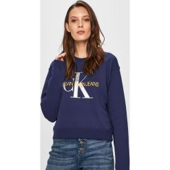 Calvin Klein Jeans - Bluza. Niebieskie bluzy damskie Calvin Klein Jeans, s, z nadrukiem, z bawełny, bez rękawów, bez kaptura. W wyprzedaży za 299,90 zł.