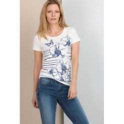 T-shirt ze storczykiem. T-shirty damskie Monnari, s, z nadrukiem, z bawełny, bez kołnierzyka. Za 39,95 zł.