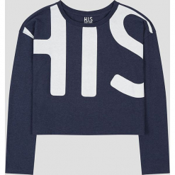 Koszulka w kolorze granatowym. Niebieskie t-shirty damskie marki H.I.S, xs, z nadrukiem, z bawełny, z okrągłym kołnierzem, z długim rękawem. W wyprzedaży za 86,95 zł.