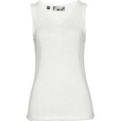 Top dzianinowy bonprix biały. Białe topy damskie bonprix, z dzianiny. Za 49,99 zł.