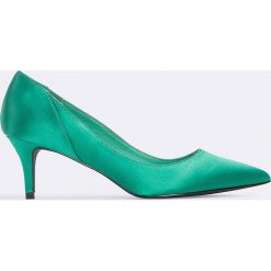 Buty ślubne damskie: NA-KD Shoes Satynowe czółenka na średnim obcasie – Green