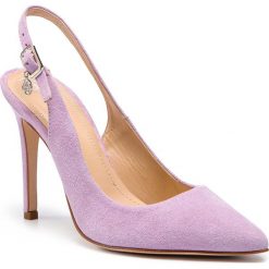 Sandały SOLO FEMME - 34209-A8-I55/000-05-00 Lila. Fioletowe klapki damskie Solo Femme, z aplikacjami, ze skóry, bez obcasa, na obcasie. W wyprzedaży za 269,00 zł.