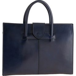 Skórzana torebka "Bari" w kolorze granatowym - 40 x 30 x 11 cm. Niebieskie torebki klasyczne damskie ORE10, w paski, ze skóry. W wyprzedaży za 265,95 zł.