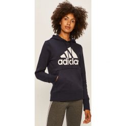 Adidas Performance - Bluza. Niebieskie bluzy damskie adidas Performance, s, z nadrukiem, z bawełny, z długim rękawem, długie, z kapturem. Za 229,90 zł.