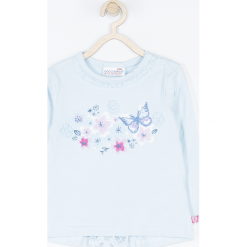 Koszulka. Niebieskie bluzki dziewczęce bawełniane BUTTERFLY, z aplikacjami, z długim rękawem. Za 45,90 zł.