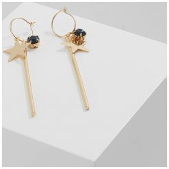 Kolczyki damskie: Orelia STAR BAR DROP HOOP CLUSTER EARRINGS Kolczyki pale goldcoloured
