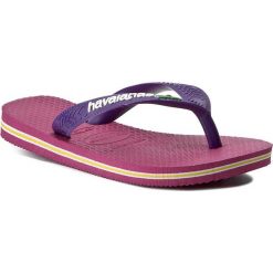 Japonki HAVAIANAS - Brasil Logo 41108509491 Raspberry Rose/Ne. Fioletowe sandały dziewczęce Havaianas, z tworzywa sztucznego, bez zapięcia. W wyprzedaży za 79,00 zł.