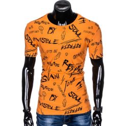 T-SHIRT MĘSKI Z NADRUKIEM S961 - POMARAŃCZOWY. Brązowe t-shirty męskie z nadrukiem Ombre Clothing, m, z bawełny. Za 29,00 zł.