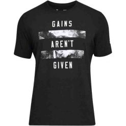 UA Gains Arent Given SS Tee 1305662-001. Czarne t-shirty męskie Under Armour, xs, bez wzorów, z bawełny, bez kołnierzyka. W wyprzedaży za 99,99 zł.